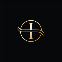 Minimal, elegant,  golden letter I