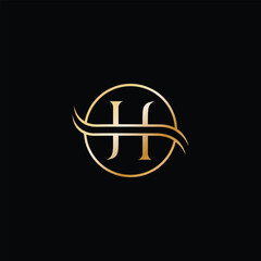 Minimal, elegant,  golden letter H