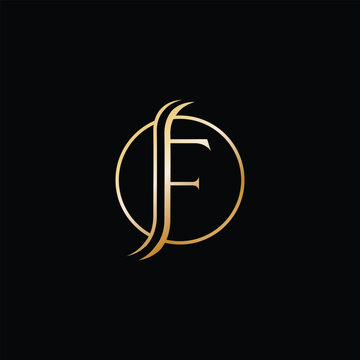Minimal, elegant,  golden letter F