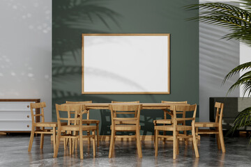 Dinning set on white background with copy space for add text, wooden chair and table, 3D rendering.