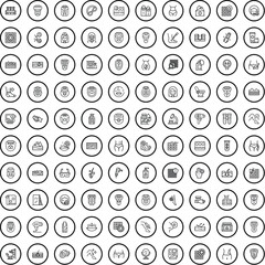 100 care icons set. Outline illustration of 100 care icons vector set isolated on white background