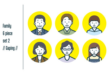 キョトンとした3世代の家族の6点セットno.2