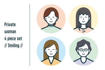 ほほえんでいる私服の女性の4点セットno.1