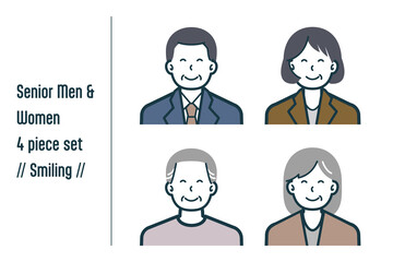 ほほえんでいるシニア男女の4点セットno.1