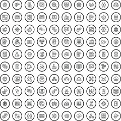 100 chat icons set. Outline illustration of 100 chat icons vector set isolated on white background