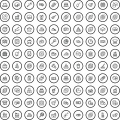 100 cheese icons set. Outline illustration of 100 cheese icons vector set isolated on white background
