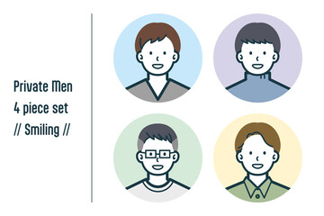 ほほえんでいる私服の男性の4点セットno.1