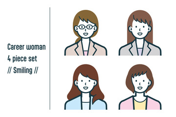 ほほえんでいるキャリアウーマンの4点セットno.1