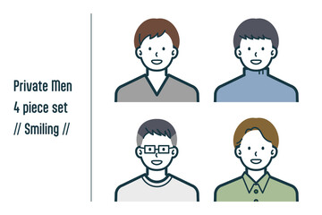 ほほえんでいる私服の男性の4点セットno.1