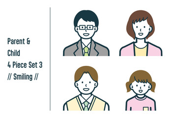 ほほえんでいる親子の4点セットno.3