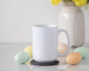 15 oz white ceramic coffee mug mockup, Empty mug mock up for design promotion.
