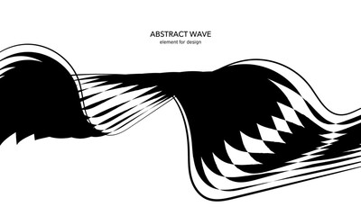 Abstract wave dotted element for design. Stylized line on art background. Waves range with lines. Digital frequency track equalizer. Curved smooth wavy string. Vector illustration.