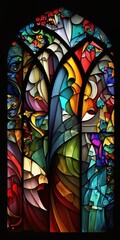 Beautiful Digital Illustration of an Abstract Stained Glass Window, Colorful, Geometric, Modern Art. Made in part with generative AI.
