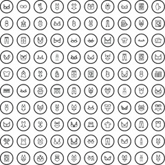 100 clothes icons set. Outline illustration of 100 clothes icons vector set isolated on white background