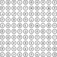 100 coffee icons set. Outline illustration of 100 coffee icons vector set isolated on white background