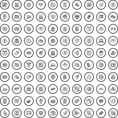 100 coin icons set. Outline illustration of 100 coin icons vector set isolated on white background
