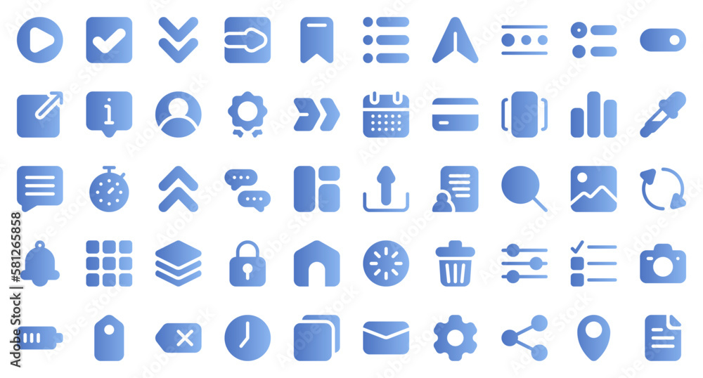 Poster basic user interface essential set. gradient icon set. user interface symbols. vector illustration