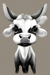 Cow head isolated on grey background. generative AI