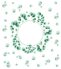 Eucalyptus round frame vector template. Greenery frame. For wedding, birthday, party, save the date. Template.