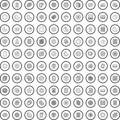 100 cookie icons set. Outline illustration of 100 cookie icons vector set isolated on white background
