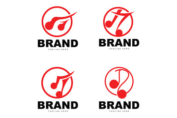 Simple Music Rhythm Logo, Musical Note Song Tone Vector Design