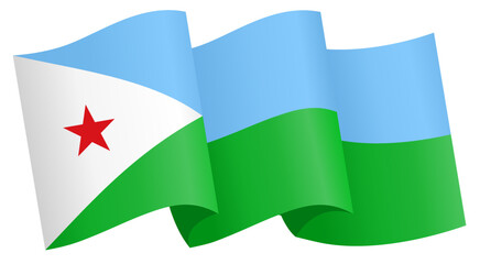 Djibouti flag wave isolated on png or transparent background