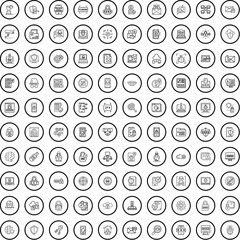 100 cyber security icons set. Outline illustration of 100 cyber security icons vector set isolated on white background