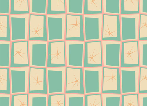 Fototapeta Geometric mid century modern style seamless pattern. vector background print.