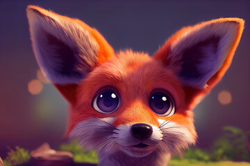Fox character illustration showcasing cuteness and charm. AI-Generated