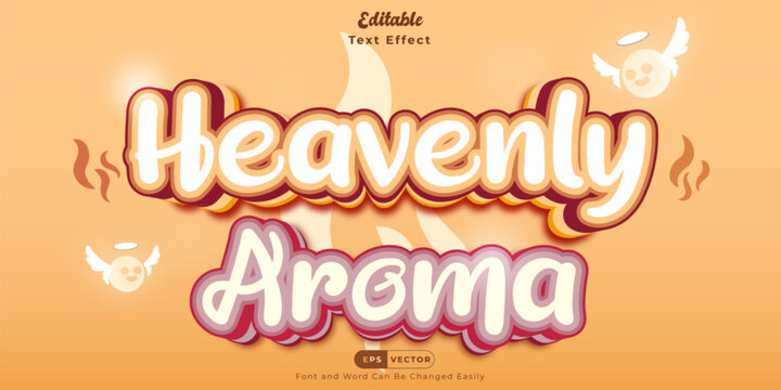 Heavenly aroma - Cute and Dreamy Coffee Text Effect Vector Illustration