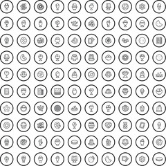 100 dessert icons set. Outline illustration of 100 dessert icons vector set isolated on white background