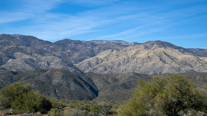 Snow covering mountains top near Sedona in Arizona