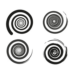 Black brush spirals. Vector illustration.