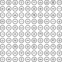 100 device icons set. Outline illustration of 100 device icons vector set isolated on white background