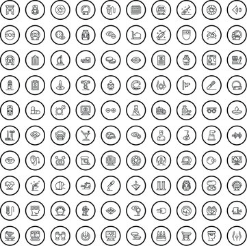 100 diagnostic icons set. Outline illustration of 100 diagnostic icons vector set isolated on white background