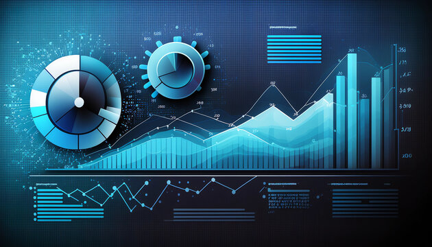 blue graph and circular diagrams, buissness process for company