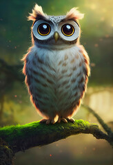 Obraz premium Cute Owl character brought to life in charming illustration. AI-Generated