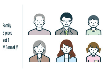 ノーマルな3世代の家族の6点セットno.1