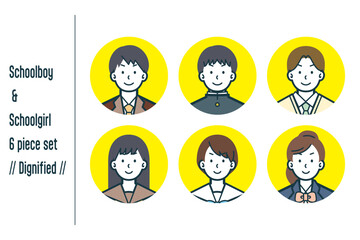 凛々しい男女の学生の6点セットno.1