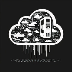 IT cloud computer. Simple black and white style. Generative ai