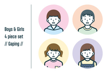 キョトンとした男の子＆女の子の4点セットno.1