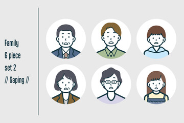 キョトンとした3世代の家族の6点セットno.2