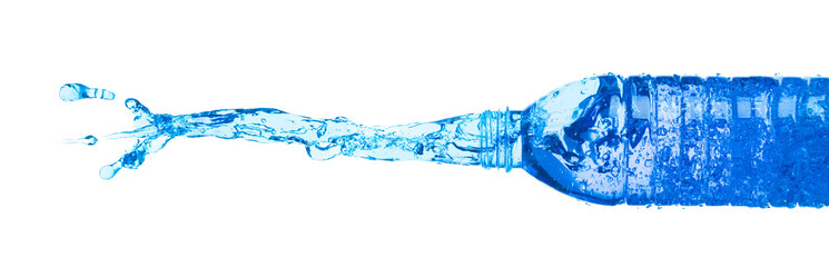 Drinking Water in Plastic Bottle fall fly in mid air, fresh water plastic bottle floating...