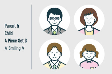 ほほえんでいる親子の4点セットno.3
