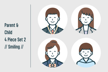 ほほえんでいる親子の4点セットno.2