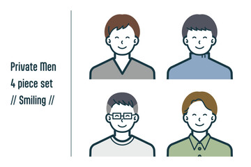 ほほえんでいる私服の男性の4点セットno.1