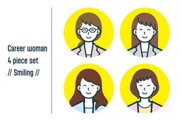 ほほえんでいるキャリアウーマンの4点セットno.1