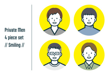 ほほえんでいる私服の男性の4点セットno.1