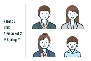ほほえんでいる親子の4点セットno.2