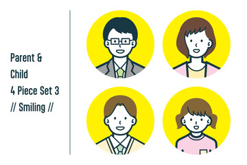 ほほえんでいる親子の4点セットno.3